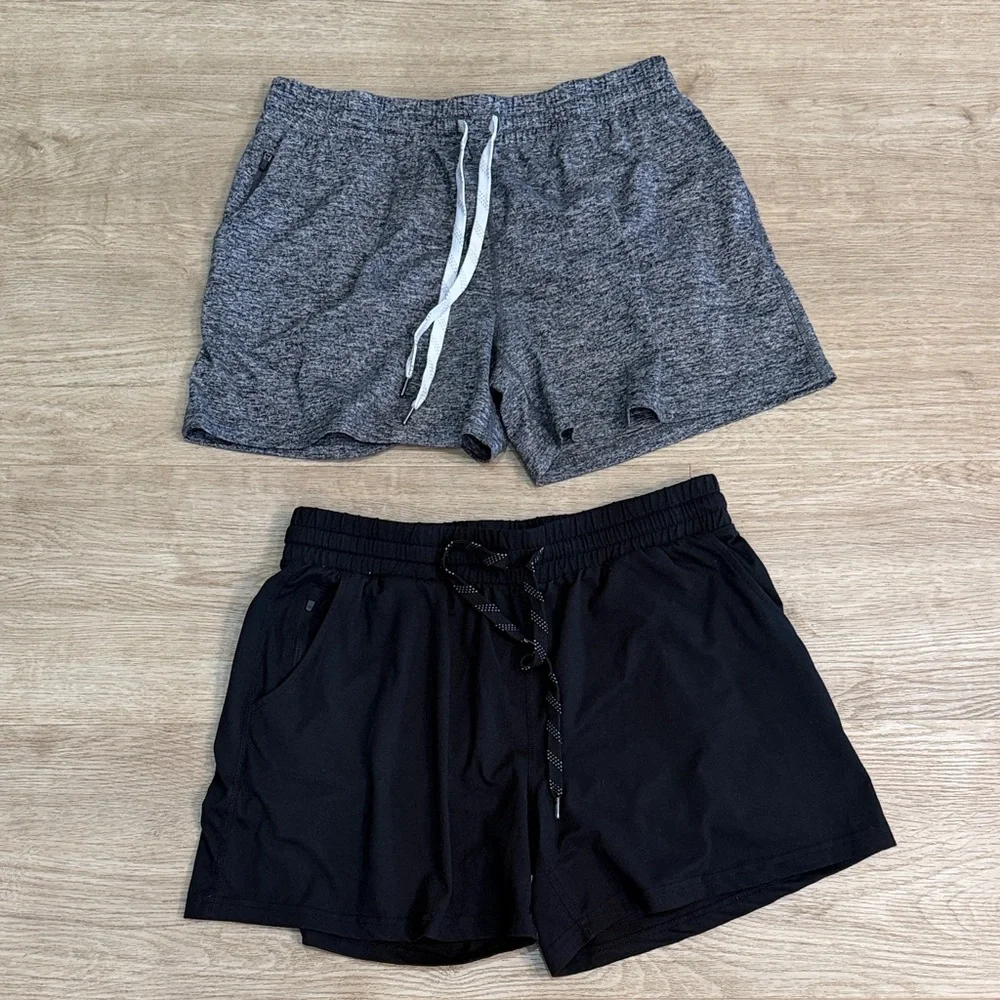 Women's Active Drawstring Shorts - Gray & Black - Picture 1 of 9